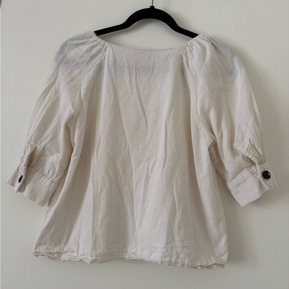 Zara Linen White Blouse - Picture 2 of 2